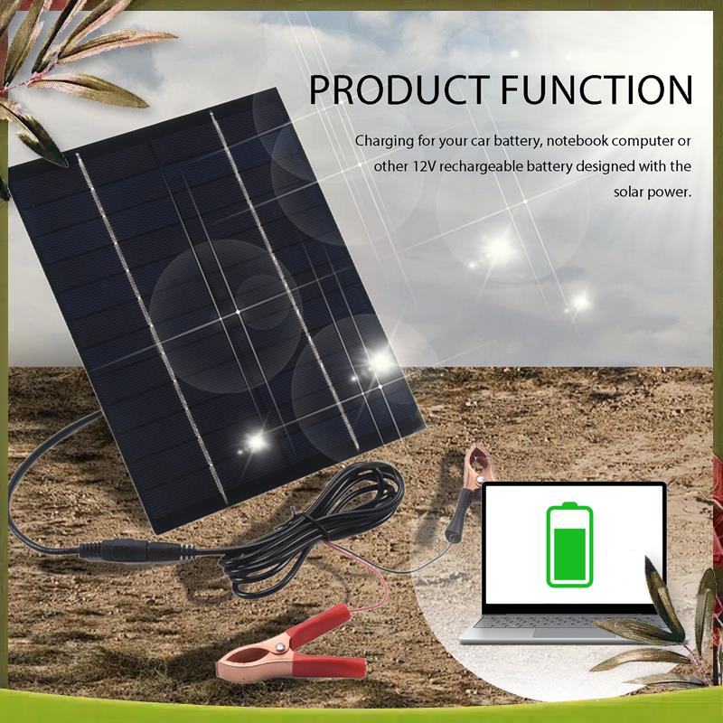 Solar Emergency Charger - AB98-5.5W 12V ソーラーパネルバッテリー充電器ボード防水多結晶プレート屋外緊急充電ボードボート車 M