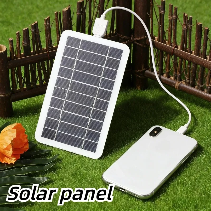 Solar Emergency Charger - 5V 5W ソーラーパネル充電器、USBインターフェース付き、防水ポータブル電源、携帯電話、キャンプ、ハイキング、アウトドア、緊急時用