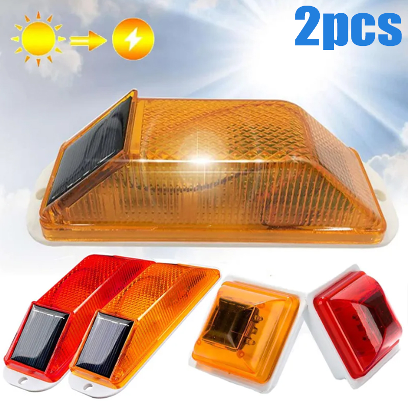 Sos Light Strobe - 充電式ソーラーストロボ警告灯,LEDランプ,夜間安全運転,点滅ライト,LEDチップ,カーアクセサリー,2個