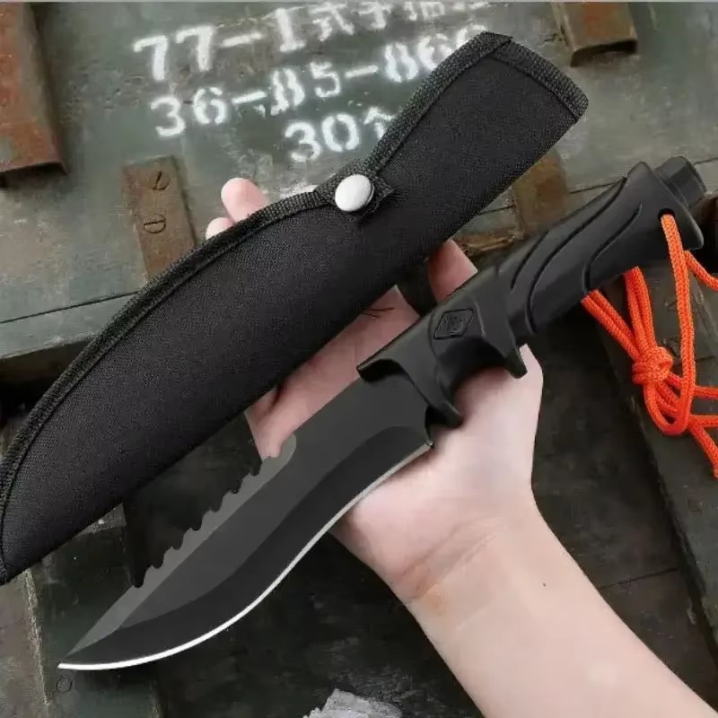 Bushcraft Knife Fixed - 屋外用高硬度ストレートナイフ、固定刃EDC便利ジャケット、多目的キャンプカッター、サバイバルナイフ